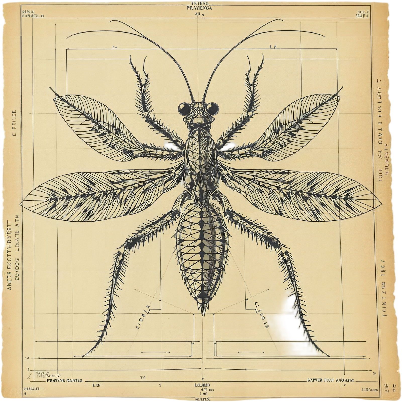 Mantis philosophus — Planche III — design motif